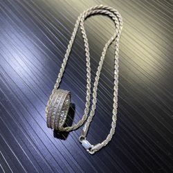 Silver Rope Chain And Ring 925 