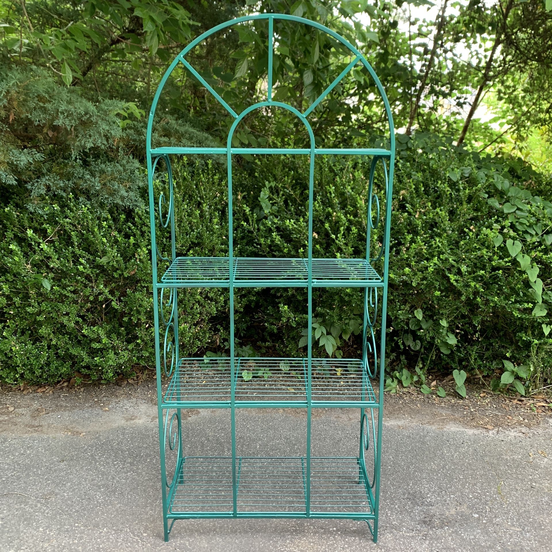Vintage 4Tier Folding Metal Bakers Rack / Plant Stand / Shelf for Sale