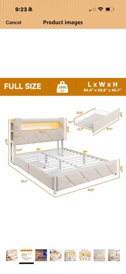 Full size bed with mattress