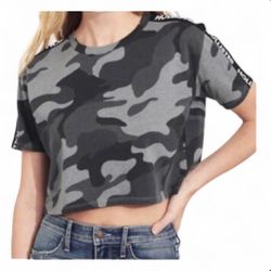 Hollister Grey Camo Crop Shirt
