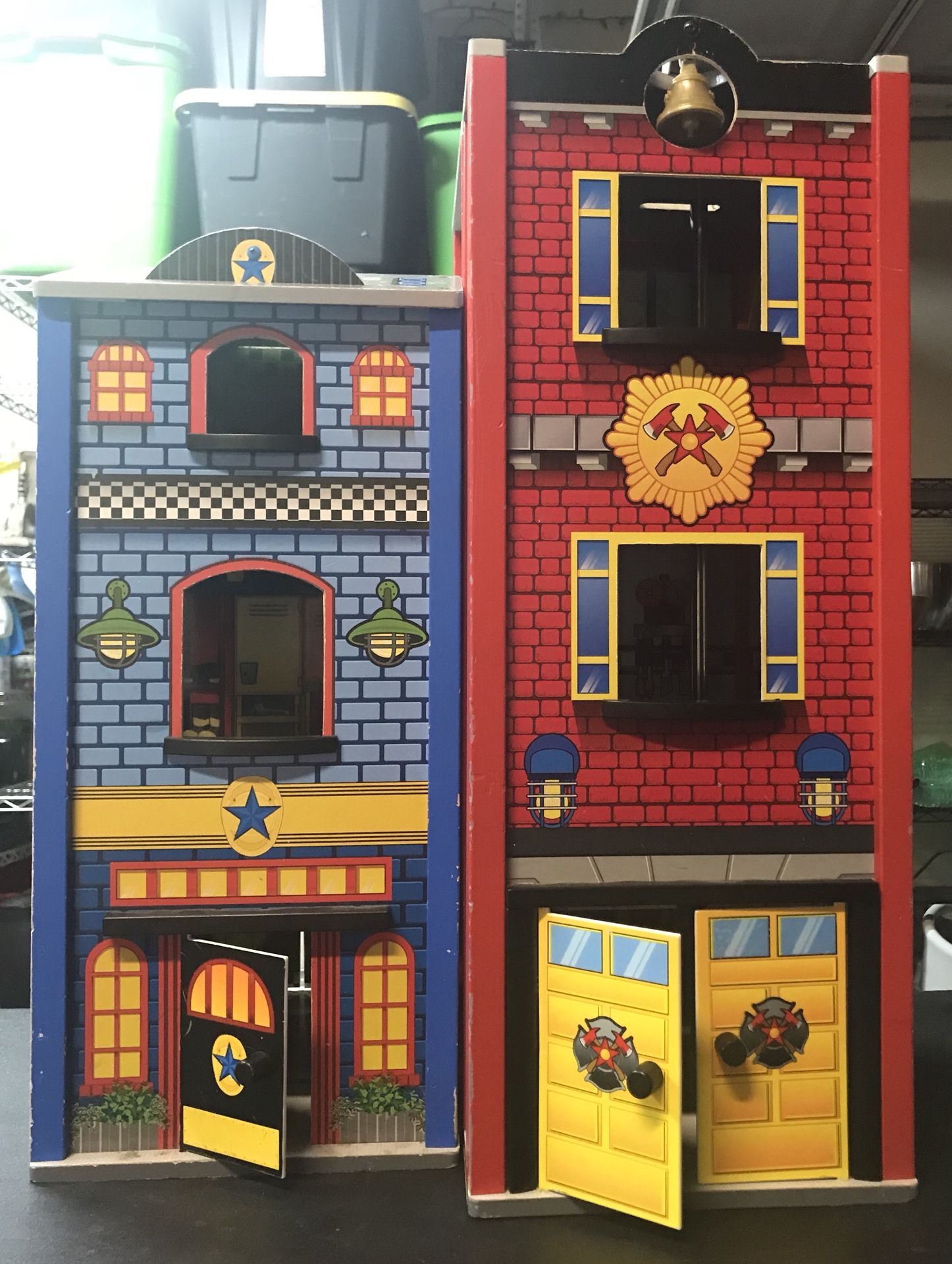 Kidkraft Everyday Heroes Wooden Playhouse - Firehouse and Police Station Combo