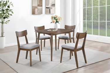 Brand New Walnut & Grey Mid-Century Modern Style 5pc Dining Table Set