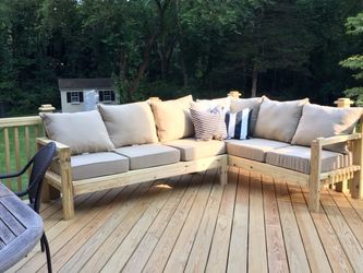 MADE-TO-ORDER | ๐ชต Custom Solid Wood Outdoor Sectional + Coffee Table | Handmade