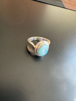Marahlago Rare Retired Sterling Silver Larimar Ring Size 9 Heavy