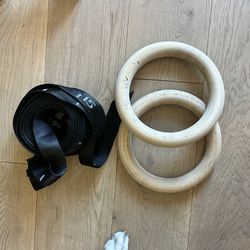 Gymnastic Wooden Pull Up Rings Adjustable