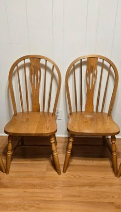 2 Solid Oak Chairs