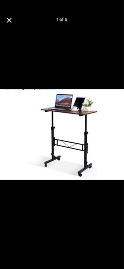 Standing Desk Adjustable Height, Mobile Stand Up Desks with Wheels Small Computer Desks Rolling Desk, Portable Laptop Desks Rustic Standing Table Sit 