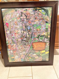 vintage illustrated community map of Tulare