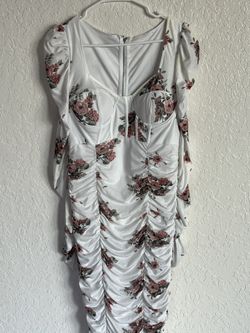 Mesh Midi Dress White With Flowers 