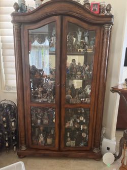 Large Solid Wood Curio Cabinet