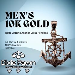 10K Yellow Gold Jesus Crucifix Anchor Pendant – 4.6 Grams