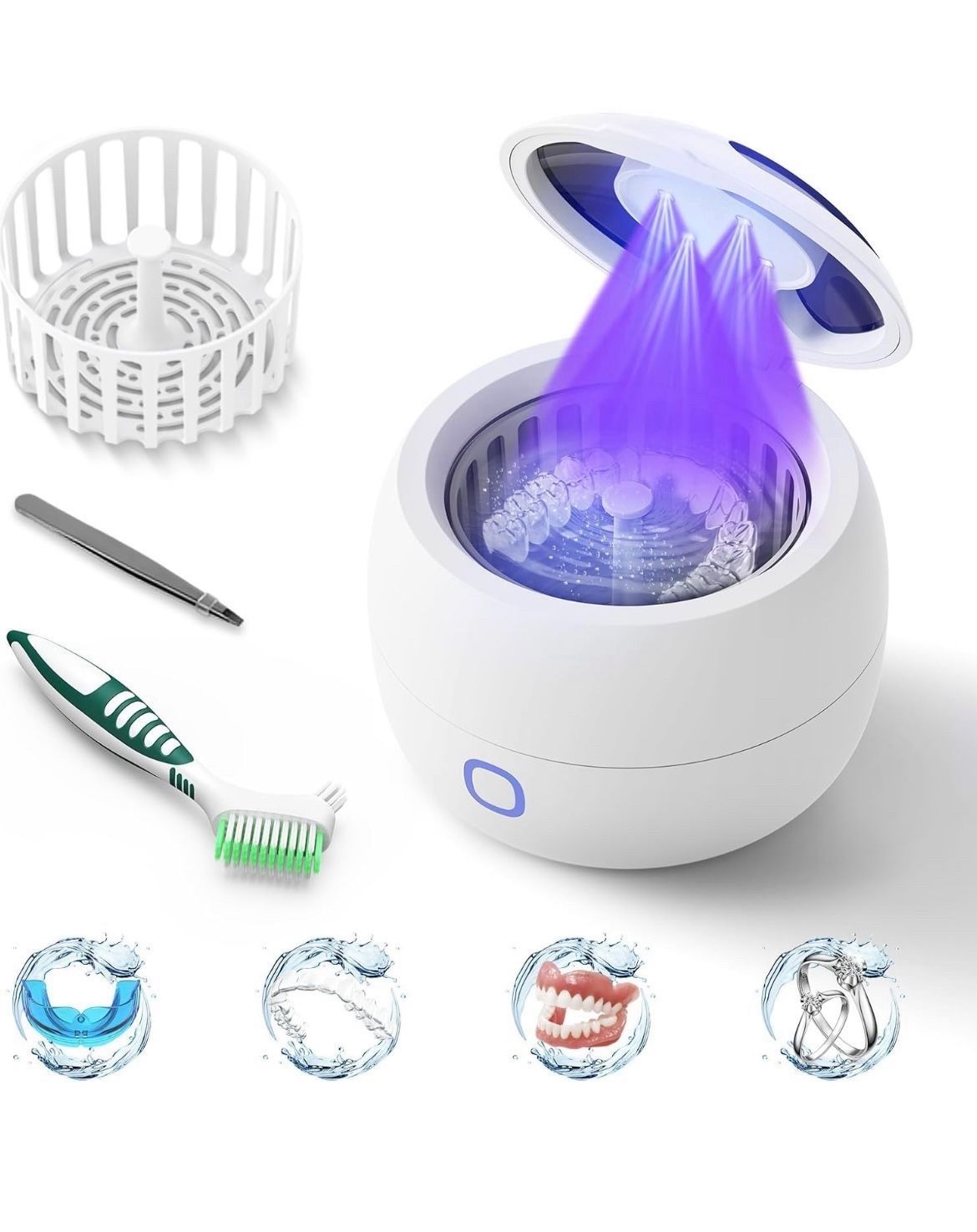 Ultrasonic Retainer Cleaner, 45kHz Retainer Cleaner Machine for Denture Cleaner, Retainer Cleaner, Mouth Guard Cleaner, Night Guard Cleaner