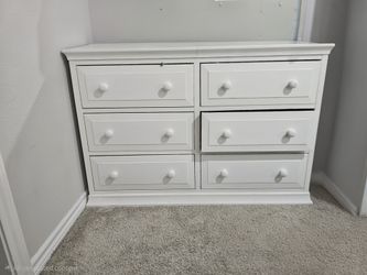 white, six-drawer double dresser
