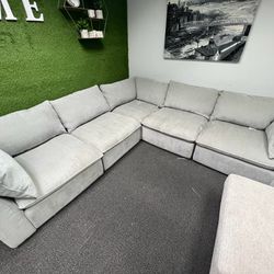 Harwood 5-piece Fabric Modular Sectional with Power Footrest Cloud Couch Dupe+ FREE LOCAL DELIVERY 🚚 