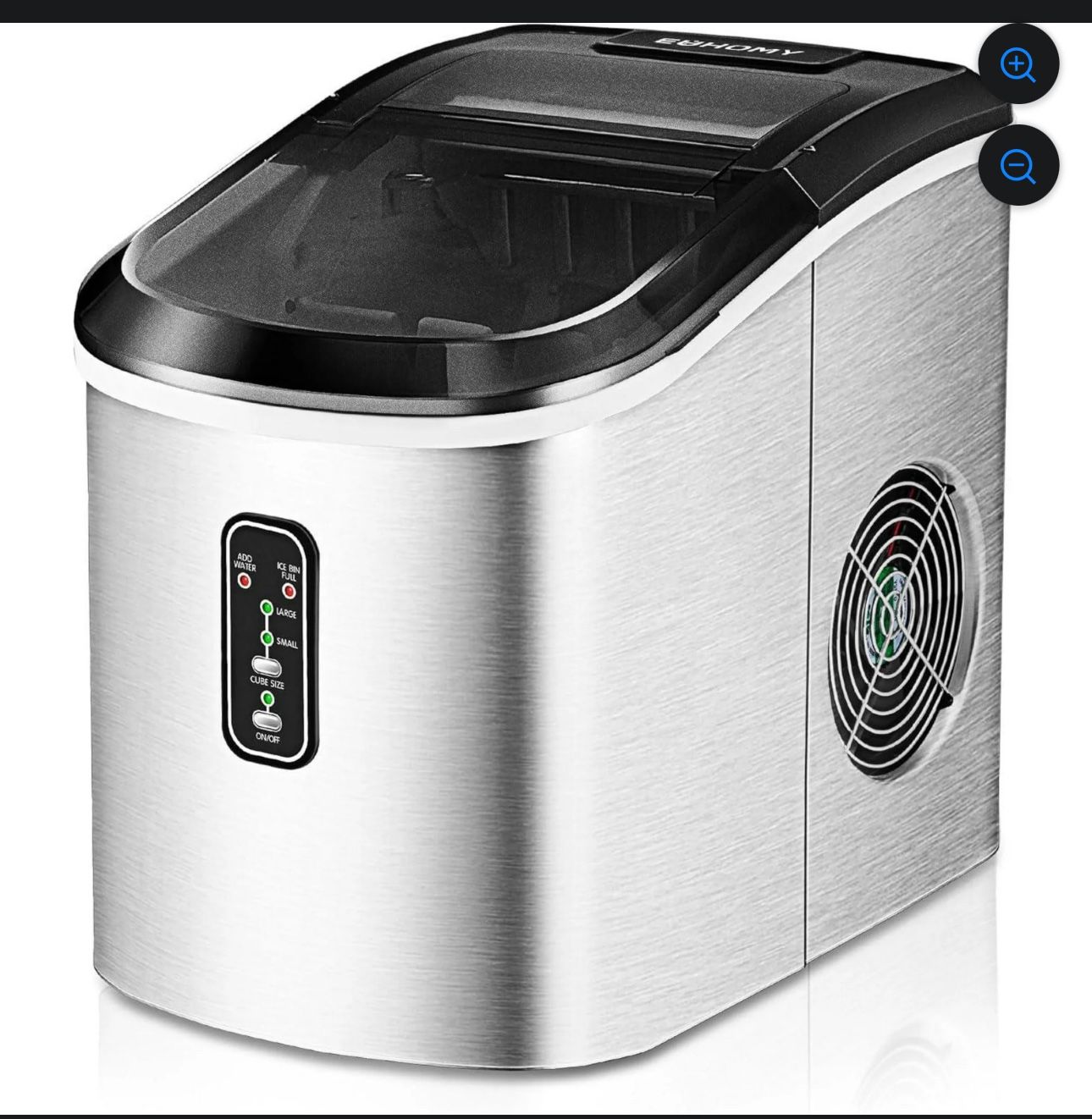 EUHOMY Ice Maker Countertop Machine - 26 lbs in 24 Hours, 9 Cubes Ready in 8 Mins, Electric Icemaker and Compact Portable Ice Maker with Ice Scoop and