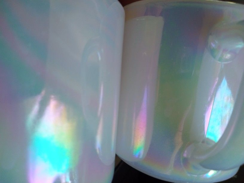 4 Depression Opalescent Vintage Coffee Cups