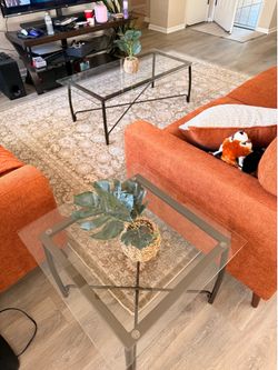 Modern Glass Coffee Table + Matching Side Table Set-$120 obo