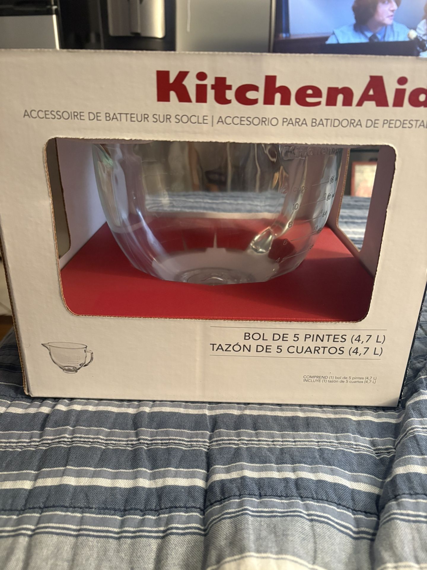 Kitchen Aid 5 Quart Glass Mixing Bowl