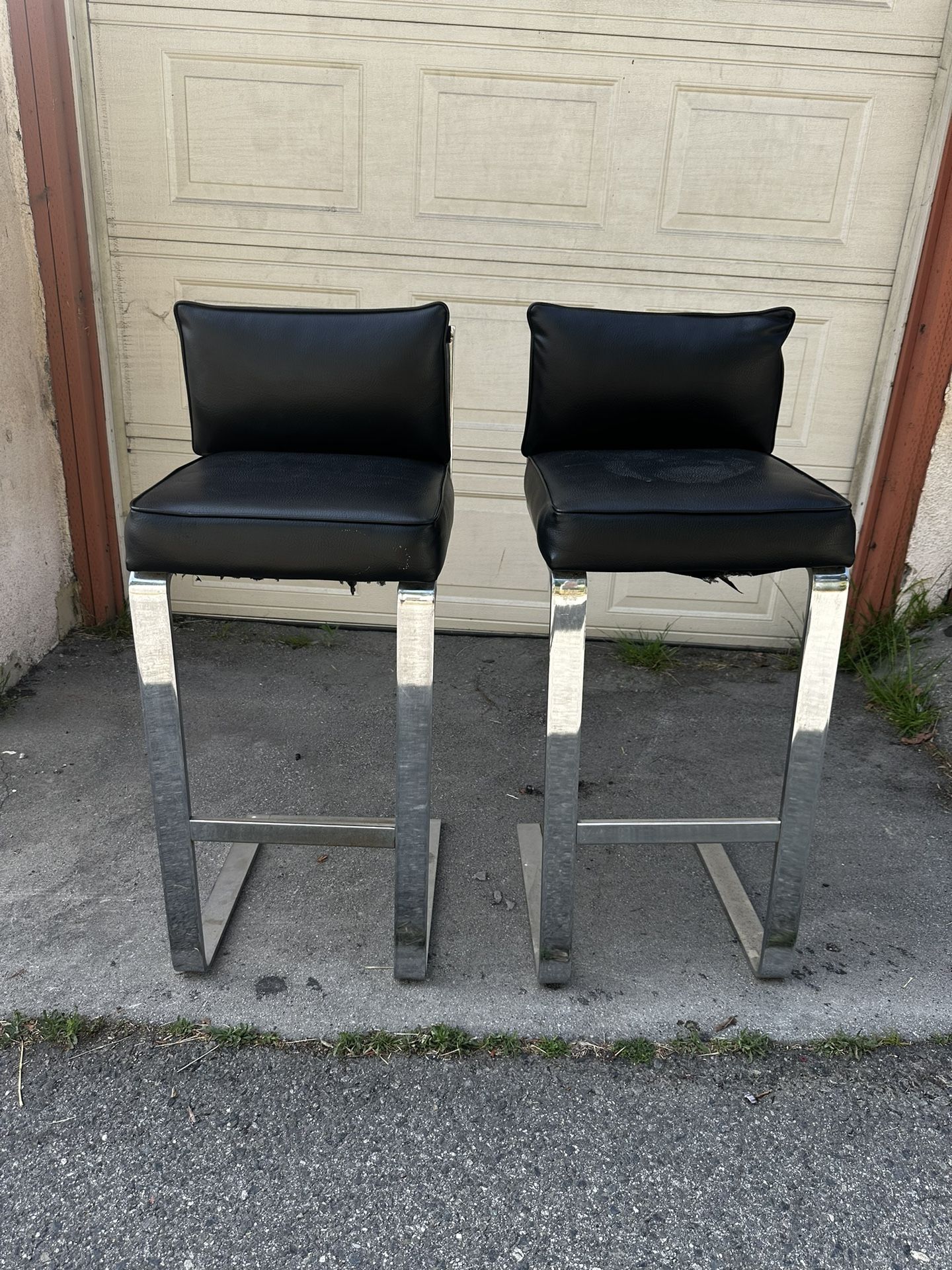 Vintage Milo Baughman Style Bar Stools Pair