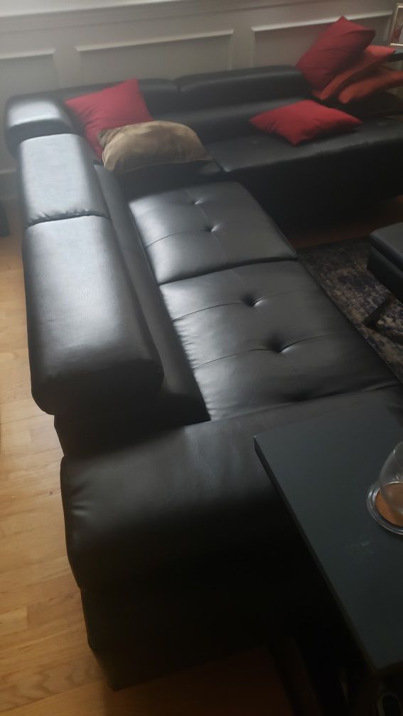 Leather couch with Ottoman $50