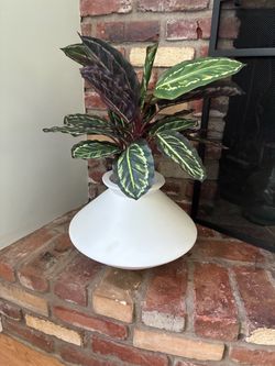 Fake Plant in White Ceramic Pot