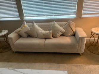 Cream Velvet Sofa with Gold Legs couch set