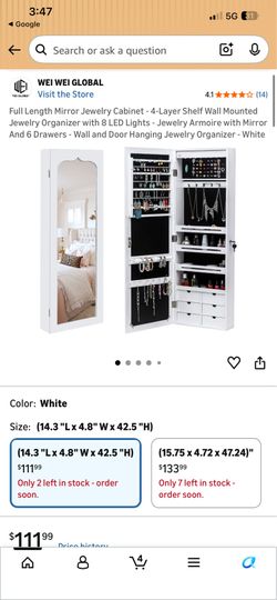 Full Length Mirror Jewelry Cabinet