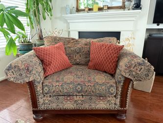 Vintage-style "chair-and-a-half" oversized armchair AND Sofa