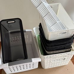 14-Piece Home Organization Set - Assorted Plastic & Metal Mesh Baskets