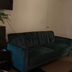 Green Velvet Sofa/Futon