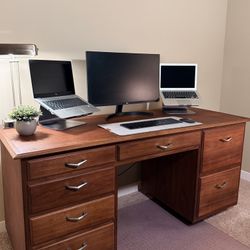 Mid-Century Modern Solid Wood Executive Desk