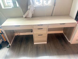 Two Person Desk with 5 Drawers, Double Desk with Storage for 2 People, 78 Inch Extra Long Computer Desk