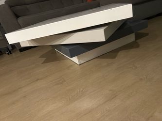 Modern Geometric Coffee Table White and Gray