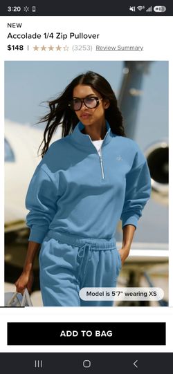 Alo Accolade 1 1/4 Zip Pullover and Straight leg swtpnt CALIFORNIA BLUE