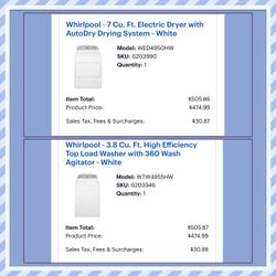 Whirlpool Electric Washer/Dryer