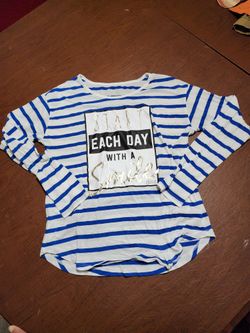 Justice Longsleeved Blue White Striped Shirt