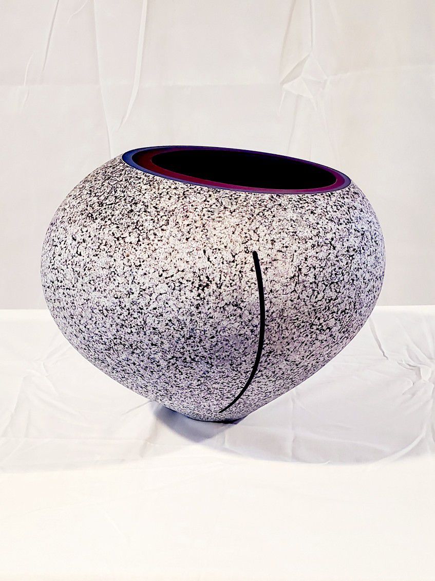 Glass Vase/Bowl/Art, Curtiss Brock "Stone Vessel" Series