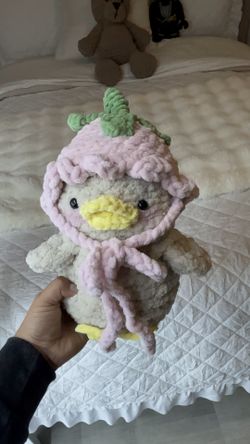 Crochet Plushie duck with rose