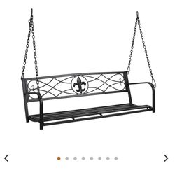 VINGLI Upgraded Metal Patio Porch Swing Black( 52.4"x16.7"x18")