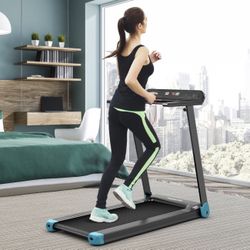 Electric Treadmill Compact Walking Running Machine w/APP Control Speaker