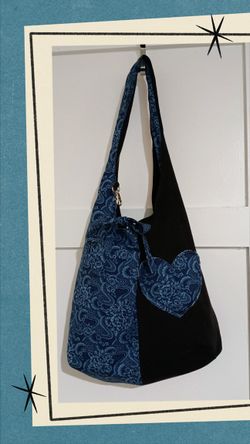 Homemade Reversable Shoulder  Bag With Pockets On The Inside And Outside. Ma Add With Denim And Cotton Material. 