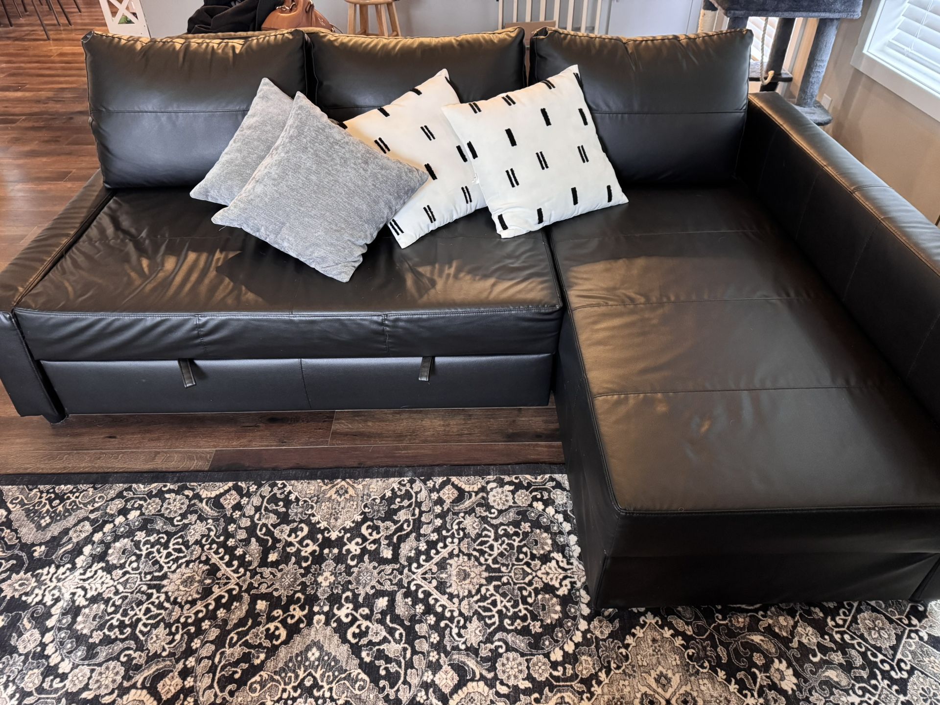 IKEA Sleeper sectional,3 seat w/storage, Bomstad black