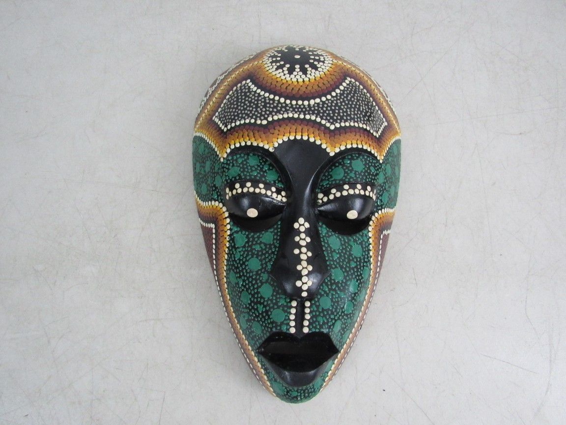 African Hand Crafted Wood Native Tribal Folk Art Mask Wall Decor