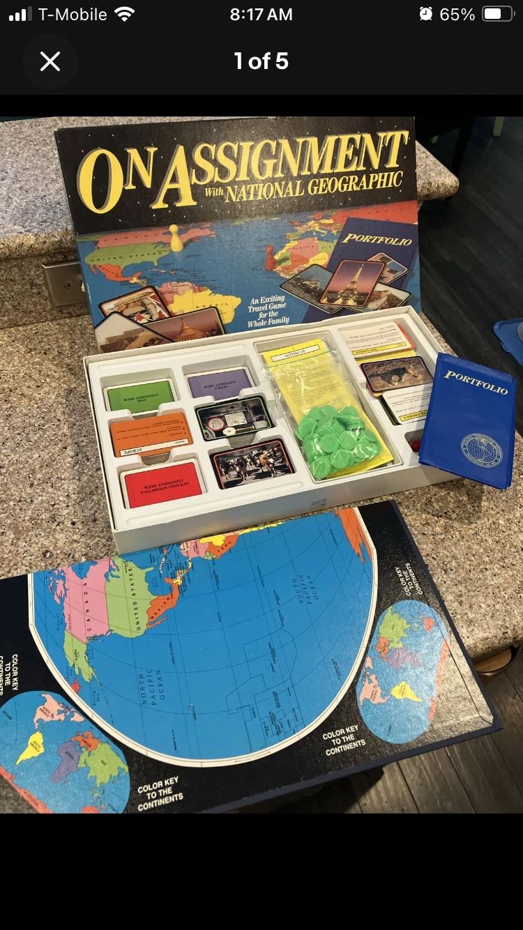 On Assignment With National Geographic Board Game 1990 Open Box Complete Vintage