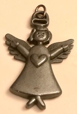 Vintage Pewter Silver Angel Pendant