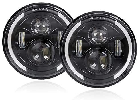 ZMOON 7" Round LED Headlight fir Jeep Wrangler JK L J C J Hummer H1 H2