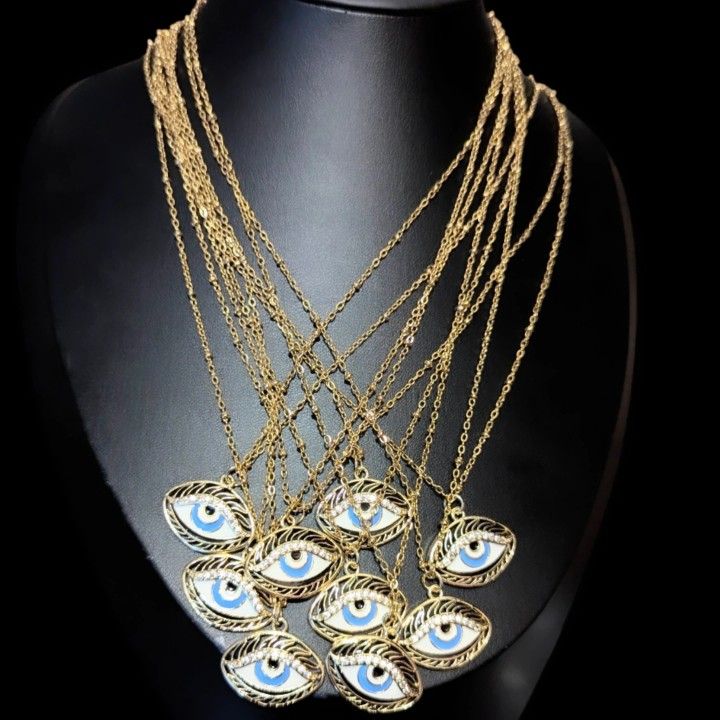 Evil eye stainless Steel Ball Link chain Necklace