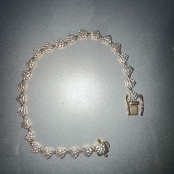 14k Gold Heart Bracelet 7” Inch