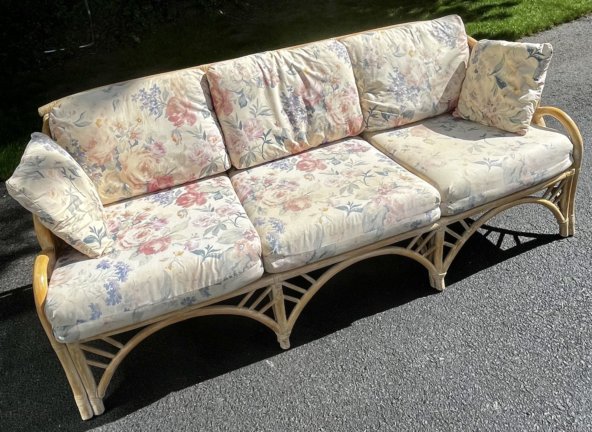 Bamboo rattan floral couch