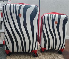 Heys Hardshell Zebra Print Luggage Set – 2 Pieces – Spinner Wheels – TSA Lock
